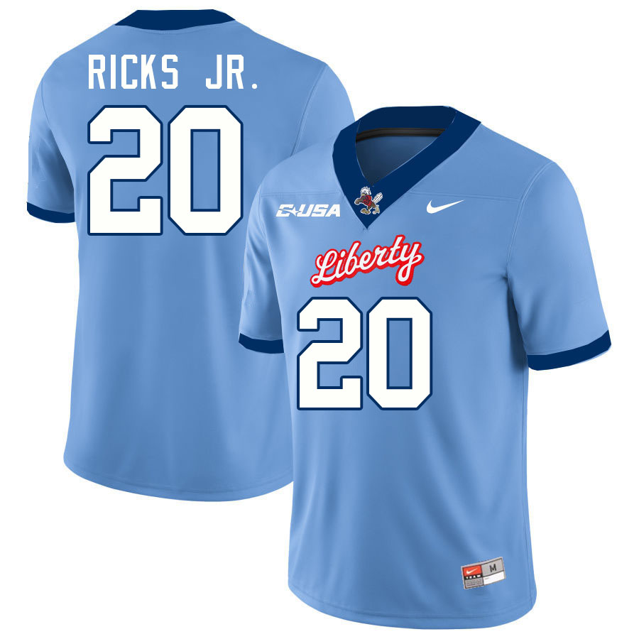 Liberty Flames #20 Dexter Ricks Jr. College Football Jerseys Stitched-Light Blue